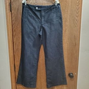 Chicos Platinum Wide Leg Dark Denim Trousers Size 2.5 Reg.